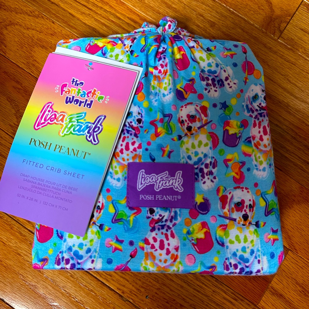 Posh peanut fitted crib sheet- Lisa Frank Dottie
